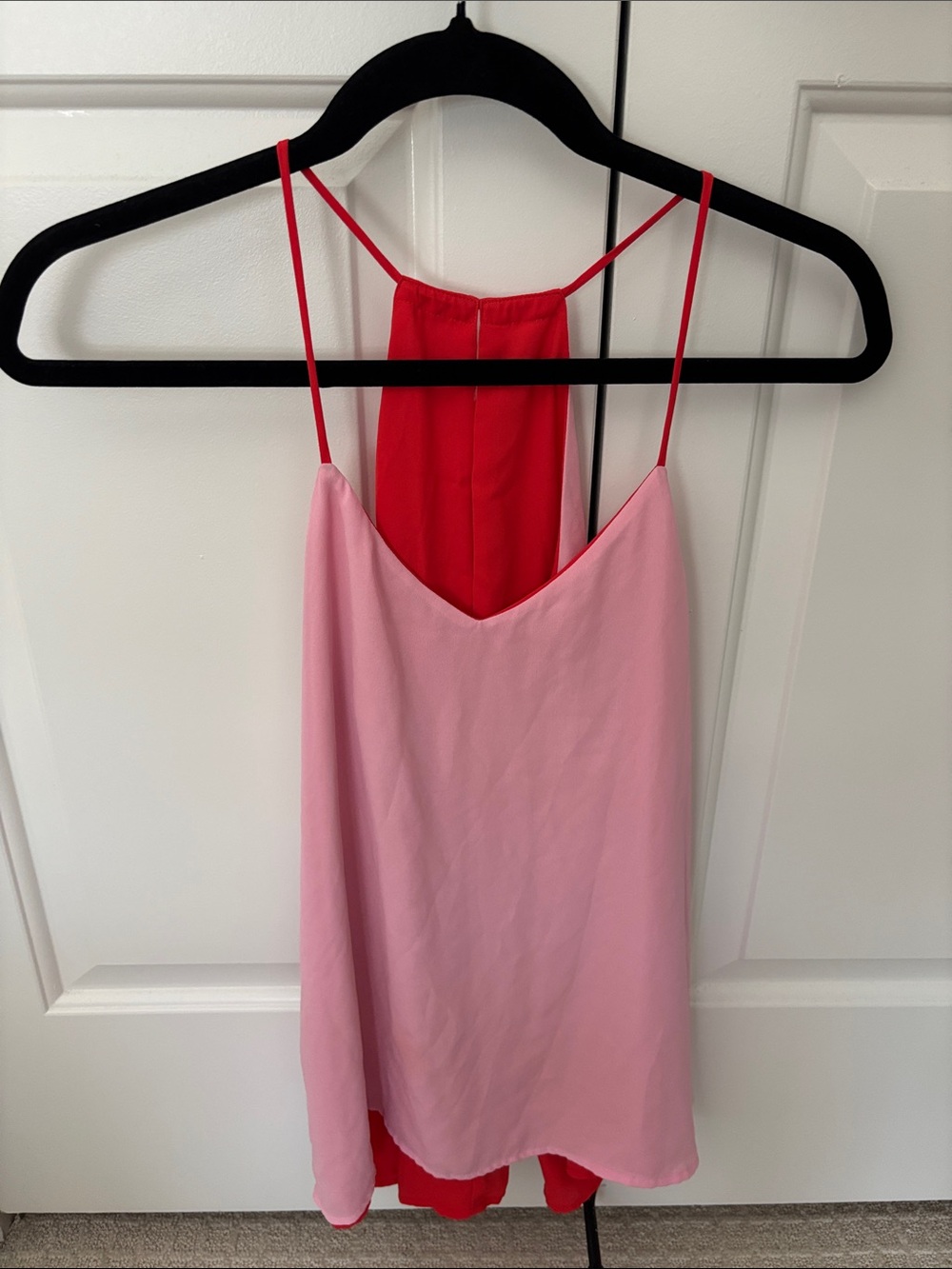 Reversible Two-Tone Pink & Red Spaghetti Strap Dress